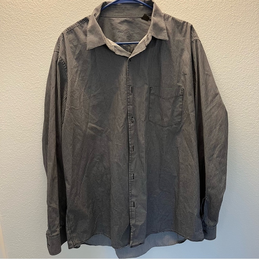 Tasso Elba Gray Casual Button Down Shirt with Relaxed Fit